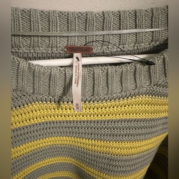 Free People Links Sweater M Crewneck Knit Oversized Striped Slouchy Heavy Boho - Picture 5 of 5